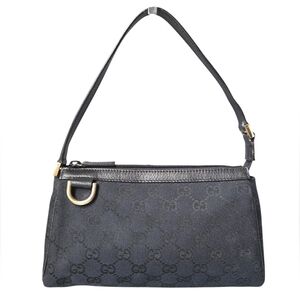 Gucci Vintage Abbey D-Ring Mini Shoulder Bag Black GG Canvas Monogram 145750